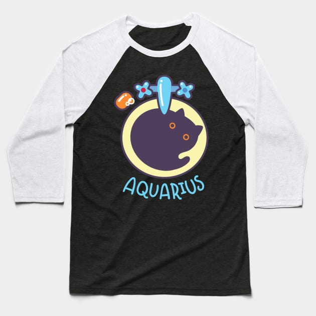 Funny Aquarius Cat Horoscope Tshirt - Astrology and Zodiac Gift Ideas! Baseball T-Shirt by BansheeApps